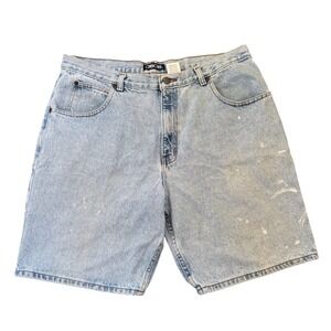 Cherokee Light Wash Denim Jean Shorts Men Size 34 Loose Fit Painted Distressed